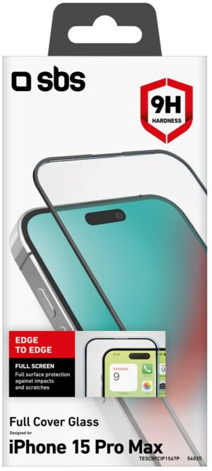 sbs Full Cover Glass für iPhone 15 Pro Max schwarz
