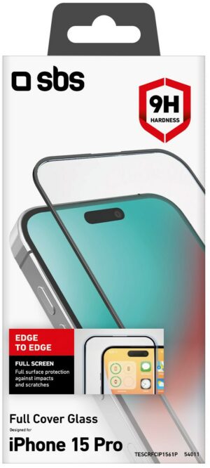 sbs Full Cover Glass für iPhone 15 Pro transparent