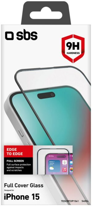 sbs Full Cover Glass für iPhone 15 transparent