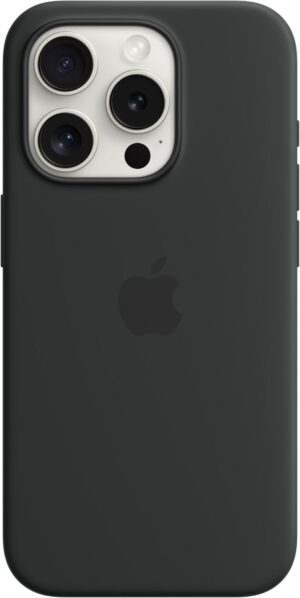 Apple Silikon Case mit MagSafe für iPhone 15 Pro schwarz